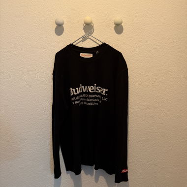 Black Budweiser waffle long sleeve tee