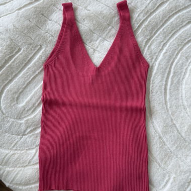 Pink Ribbed Tank Top