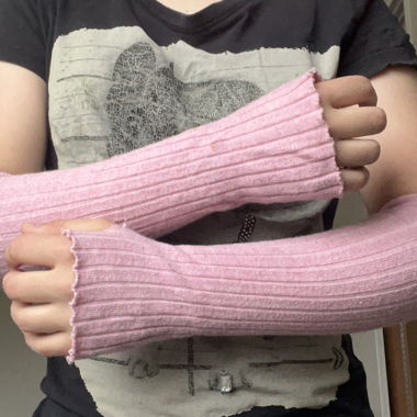 Pink Ribbed Arm Warmers