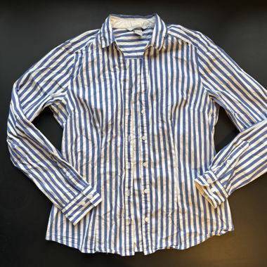 Blue & White Striped Button-Up Shirt