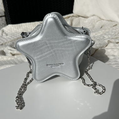Silver star-shaped crossbody bag