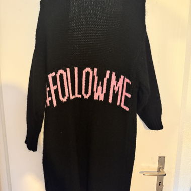 Black cardigan with lettering