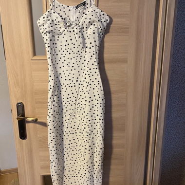 Lasula Satin-Stoff-Kleid mit Punkten XS