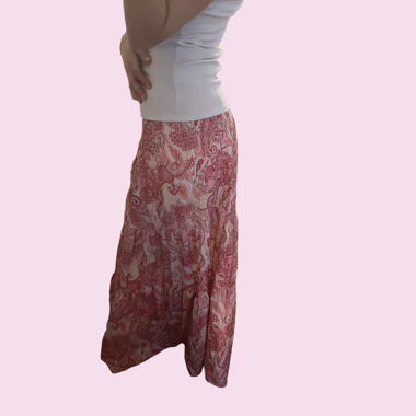 Jupe longue rose à motif