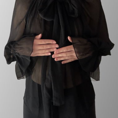 Blusa trasparente nera H&M con fiocco