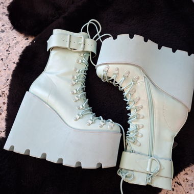 Bottes plateforme vert menthe