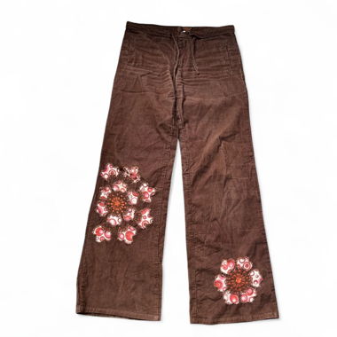 Vintage Merlin braune Cord-Stretch-Hosen mit Schlag (S)