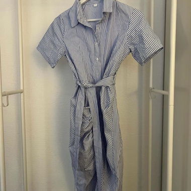 Robe chemise mi longue bleu blanc 