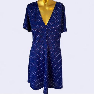 Robe bleue à pois roses - M/S