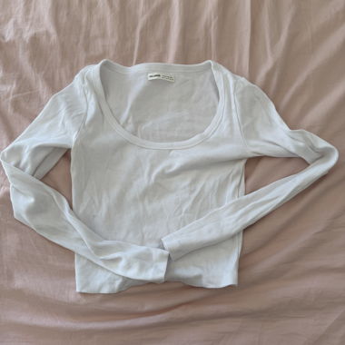 Chemise basique blanche à manches longues Pull&Bear