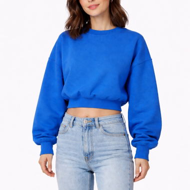 Blauer cropped Oversize-Sweatshirt