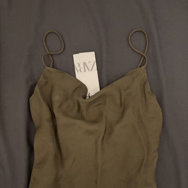 Olive Green cowl neck tank Zara 