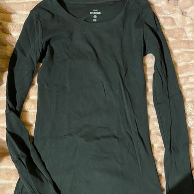 T-shirt noir à manches longues XS