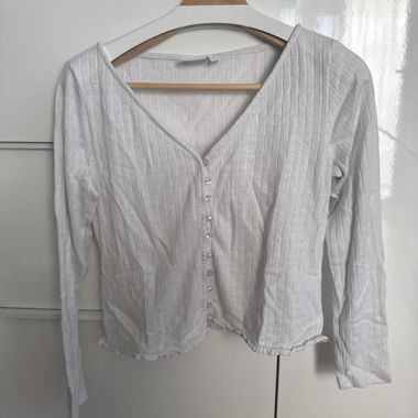 Vila White Knit Cardigan with V-Neck