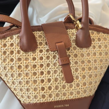 Paris/64 Leather and Raffia Tote - Brand New