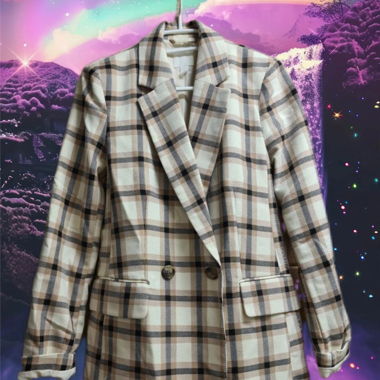 Blazer H&M a quadri beige-marrone, taglia EUR 34