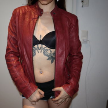 Rote 100% Schafsleder Jacke
