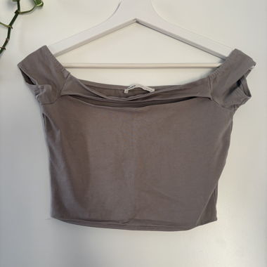 Grey Off-Shoulder Crop Top