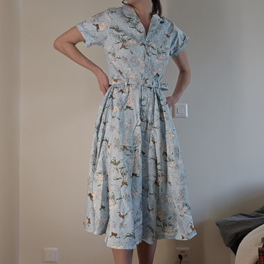 Vestito midi Collectif Blue Bunny Print