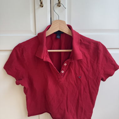 Top Polo Crop Rosso Tommy Hilfiger