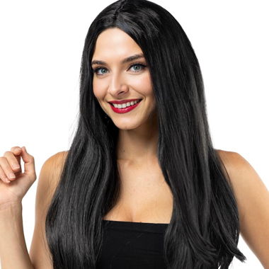 Perücke Haare schwarz/glatt