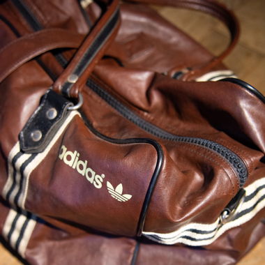 vintage leather duffle-/sports bag