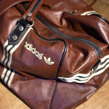 vintage leather duffle-/sports bag