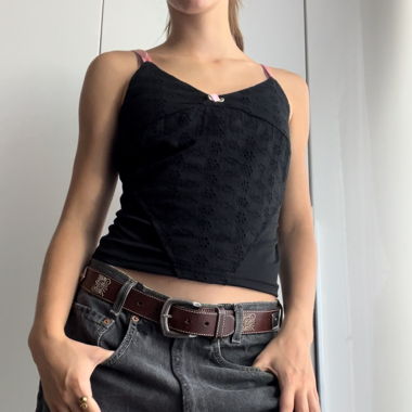 Y2k top black with rose