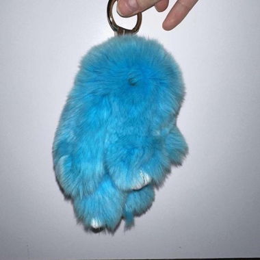 Blue fluffy bunny y2k keychain