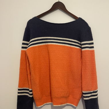 Maglione di lana blu navy/arancione S/M