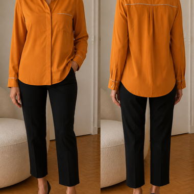 Chemise moutarde à strass