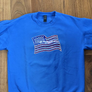 Blue sweater with sequin USA Flag