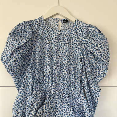Bluse blau/weiss Blumenmuster
