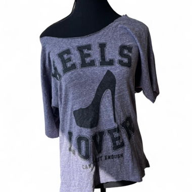T-shirt graphique à dos décolleté “Heels Lover” Violet/Gris