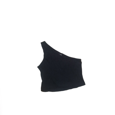 Top corto nero a spalla unica