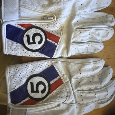 Vintage Motorradhandschuhe aus weissem Leder