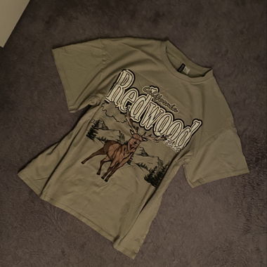 Oversized Sage-Green Shirt with Print