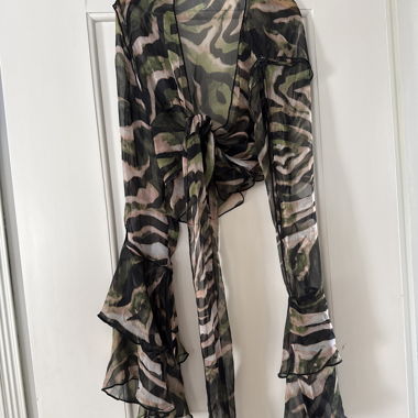 Blusa cachemire trasparente con volant
