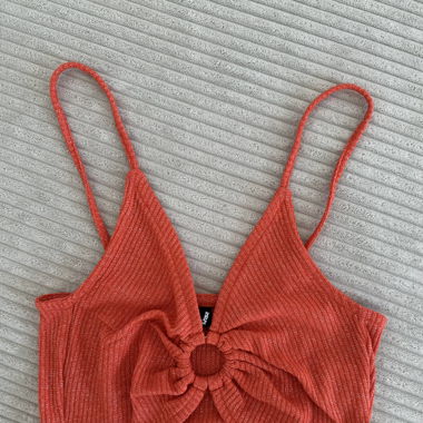 Orange Geripptes Crop-Top XXS/XS