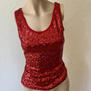 Red Pailletten Y2K Party Top