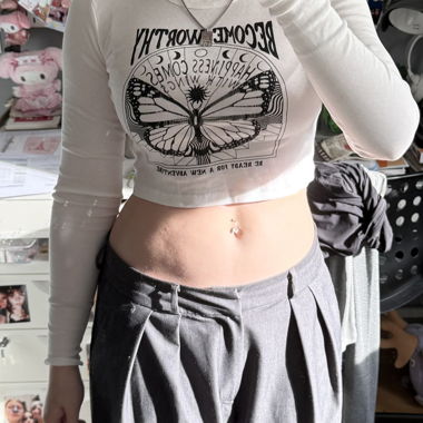 White Long Sleeve Crop Top