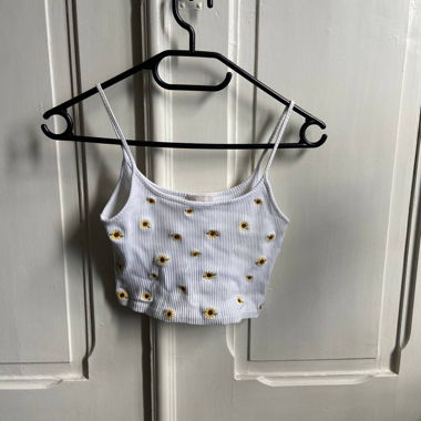Crop top à bretelles motif tournesols