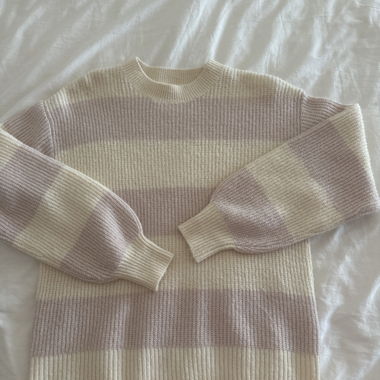 Striped Knit Sweater in Cream and Pink