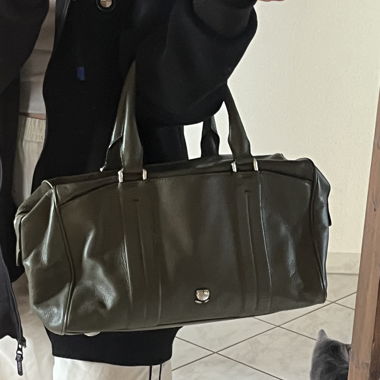 Olive green khaki leather handbag (vintage)