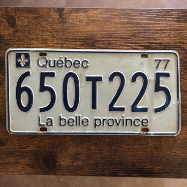 1977 Vintage Autoschild, Quebec 650T225 - Kanada
