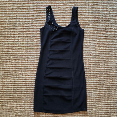 Black Stretch Dress with Rhinestones