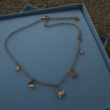 Gold-tone Necklace with Butterfly Charms