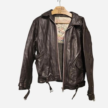 Veste en cuir marron
