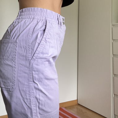 Lilac Cargo Pants with Elastic Waist