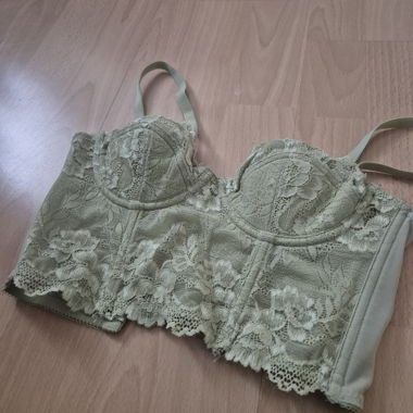 Corset dentelle vert
